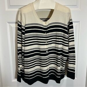 Merona Cream and Black Striped Cardigan